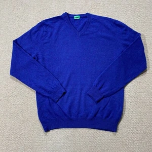 United Colours of Benetton Wollpullover Herren mittelblau lila italienischer Strick - Bild 1 von 10