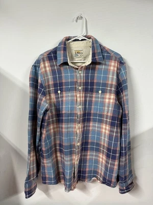 Faherty Shacket Men's Size Large Blue Plaid Button Surf Flannel Shirt Heavy - Image 1 of 4