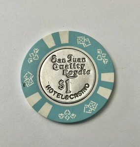$1 CALIDAD SAN JUAN ROYALE Casino Chip Azul Blanco CONDADO Puerto Rico #KH4 - Imagen 1 de 2