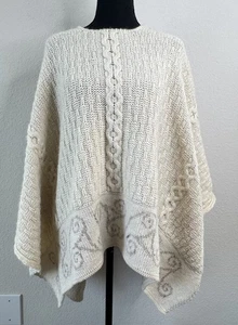 Connemara Knitwear 100% Pure Merino Wool Poncho Cape Sweater Made In Ireland - Picture 1 of 4