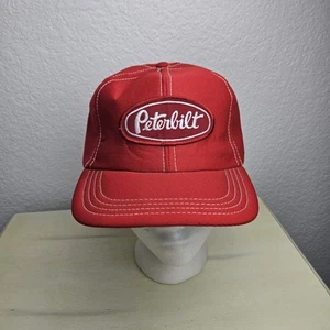 Vtg Peterbilt Trucker Hat Cap Red Foam CAP Snapback L/XL Made USA 7 1/4 - 7 5/8 - Picture 1 of 9