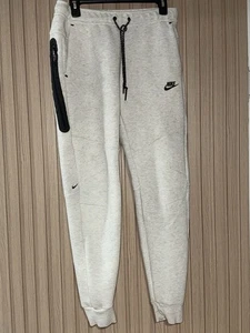 Nike Pants Men's M White Heathered Gray Tech Fleece Joggers Athleisure Athletic - Picture 1 of 5