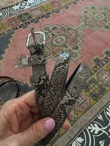 Gray And Black Women’s Snakeskin Belt 41 Inch Length With Silver Buckle - Picture 1 of 3