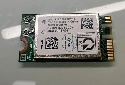 Dell XPS 8940 8930 / G5 5000 5090 WIFI Bluetooth Wireless Card V91GK 0V91GK WS - Image 1 of 2