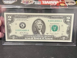 2 dollar bill series 2017A K Low Serial Number Crisp Clean Rare - Picture 1 of 2