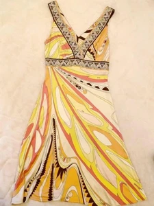 Emilio Pucci Pattern Dress 34 womens shipped yellow sleeveless from Japan USED - Picture 1 of 8