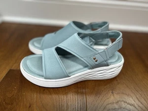 RYKA  Nicolette Sandals Stretch Neoprene Wedge Grey Mist QVC 8972 Size 6.5 WIDE - Picture 1 of 8