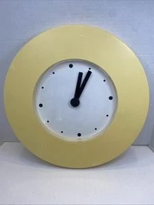 Vtg 1999 Ikea TAJMA Memphis Style Wall Clock Yellow 14.75" Post Modern Works - Picture 1 of 14