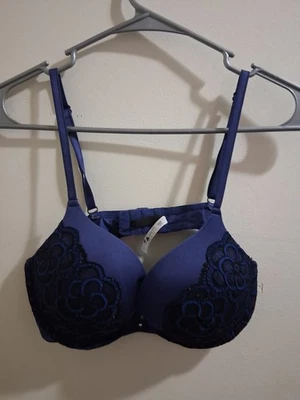 Women's Adore Me Push Up Bra Blue With Black Lace Size 36B - Image 1 of 4