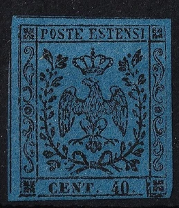 1852 ASI modena 40c azzurro punto dopo cifra Sassone 10 senza gomma - Imagen 1 de 1