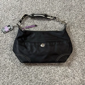 Coach Hampton Satin Hobo Purse Handbag Shoulder Bag F11668 Black with Hang Tag - Picture 1 of 6