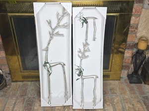 Set Of 3 Merry Moments Sculpted SILVER Xmas Reindeer Aldi Pottery Barn Style - Picture 1 of 4