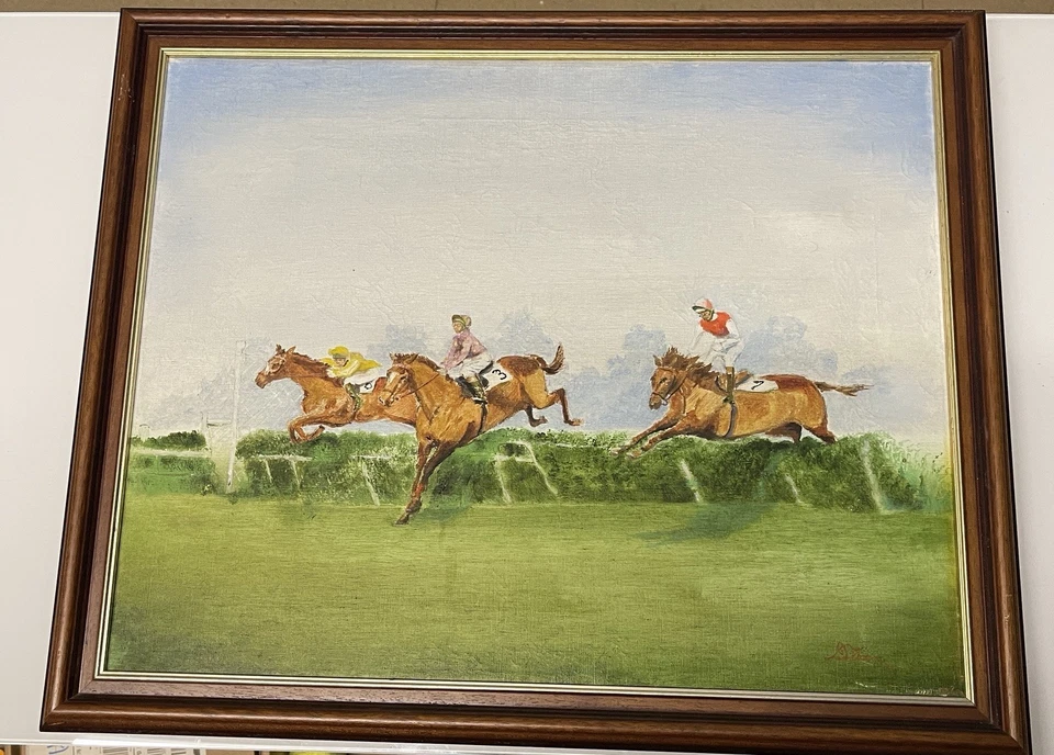 Vintage Horse Racing Watercolour Painting - Image 1 of 4