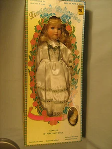 18" Tall LIMITED COLLECTION Porcelain Doll w/stand & Miniature Ornament [Y21]  - Picture 1 of 4