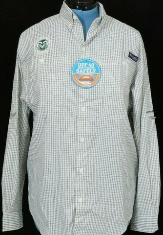 Colorado State Rams Plaid UPF 40 Columbia PFG Super Tamiami Fishing Shirt Mens S Cover
