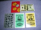 Money/Coins Advertising Single Playing Swap Cards: $100 Us Bill, 4 Other Cards