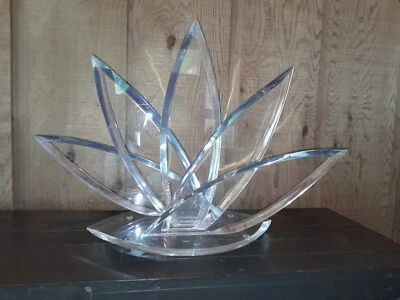 Modern Art Signed Van Teal Lucite Lotus Flower Sculpture - 19" high 26" wide - Image 1 of 2