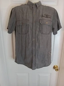 Camisa Harley-Davidson Botón Delantero, Gris, Para Hombre Mediana, Logo Sobre Poco Uso - Imagen 1 de 19