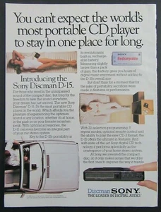 1988 SONY Portable Discman D-15 CD Player Magazine Ad - Picture 1 of 1