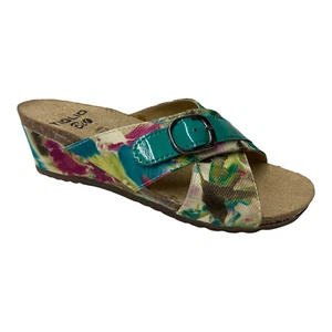 SCARPE CIABATTE CIABATTA SANDALO DONNA TIGLIO 3003 PELLE VERDE ORIGINALE PE - Picture 1 of 5