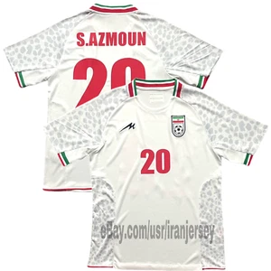 2022/25 IRAN Home Jersey #20 SARDAR AZMOUN World Cup Fan Kit SLIM FIT WHITE NEW - Picture 1 of 22
