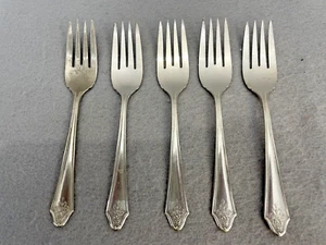 ONEIDA IMPERIAL 1928 MAYWOOD SILVER Silverplate 5 Salad/Dessert Forks - Picture 1 of 9
