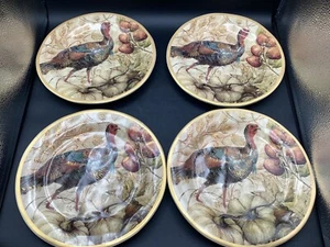 Pottery Barn Fresco Turkey Plate 9", Set Of 4, Harvest, 2013 - Picture 1 of 6