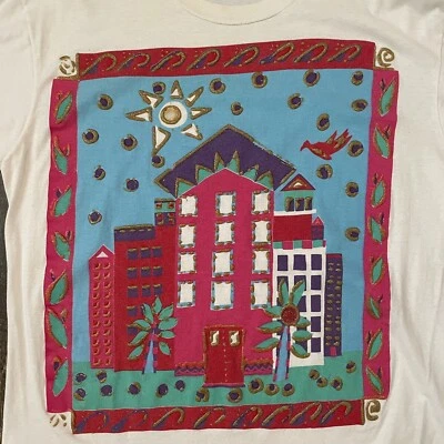 vintage gitano t shirt one size fits all puff paint white Single Stitch - Image 1 of 4