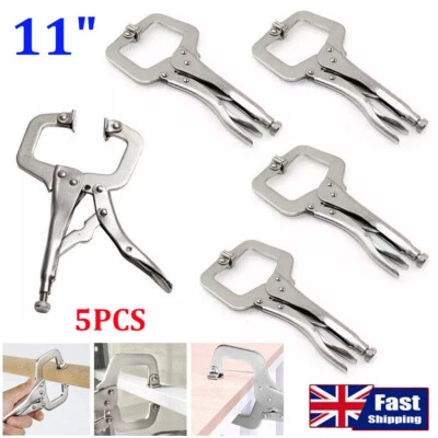 5PCS 11" Welding C Clamps Mole Vice Grip Locking Pliers Sheet Metal Work 11 Inch - Image 1 of 4