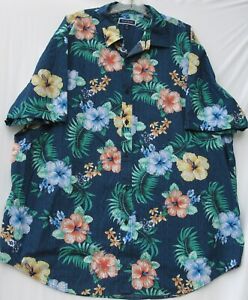 Club Room short sleeve colorful 100% cotton Hawaiian shirt men's size XXL