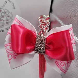 30% Off Sale Girl/Women Princess Neon Pink headband w/bow &blinged braid design - Picture 1 of 4