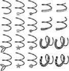 10Pairs Twisted Hoop Earrings for Women - 316L Stainless Steel Spiral Cuff Wrap