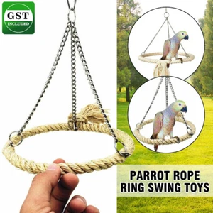 AU Rope Ring Swing Toys Budgie Cockatiel Hanging Cage Hammock Perch Bird Toy - Picture 1 of 11