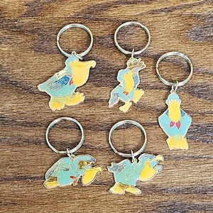 Vintage Genuine Sea World Virgil Pelican Keychain Lot of 5 Metal Keyring Set 80s - Picture 1 of 11