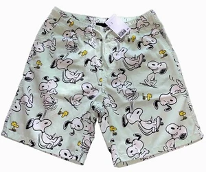 H&M Men's Size XS Mint Green Color Sleep Shorts Snoopy Peanuts Graphics Boxers - Picture 1 of 6