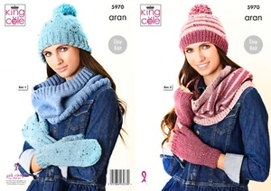 KING COLE KNITTING LEAFLET 5970. EASY KNIT ARAN ACCESSORIES. - Picture 1 of 4