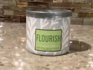 Bath & Body Works White Barn ~ FLOURISH ~ 3 wick Candle NEW with FREE SHIPPING - Picture 1 of 2