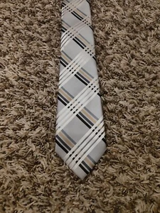 Apt 9 Neck Tie Adult Mens Silver Plaid Polyester Necktie - Picture 1 of 5
