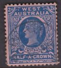 ok.1902 Seria WA Pół korony Australia Zachodnia 2'6 QV Niebieski na róży REF: WA26B