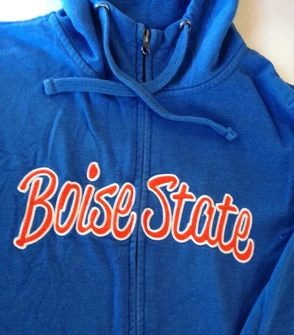 Boise State Jacket Parka Hoodie Embroidered Logo Blue Size Medium - Vintage? Cover