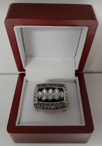 Rich Gannon - 2002 Oakland Raiders AFC Championship Ring With Wooden Display Box Cover