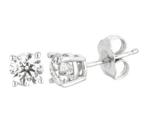 1.00 Carat Natural Diamond Stud Earrings G SI 14K White Gold - Picture 1 of 1