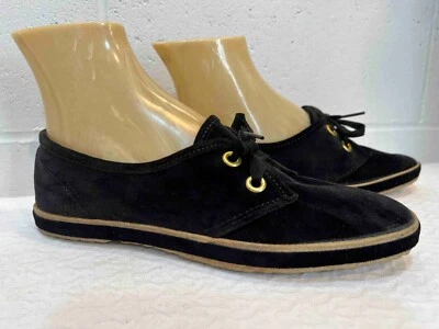 Sz 7.5 M  NOS Vtg KEDS Shoes BLACK Faux Suede Grasshoppers Sneakers Oxford Tie - Image 1 of 4
