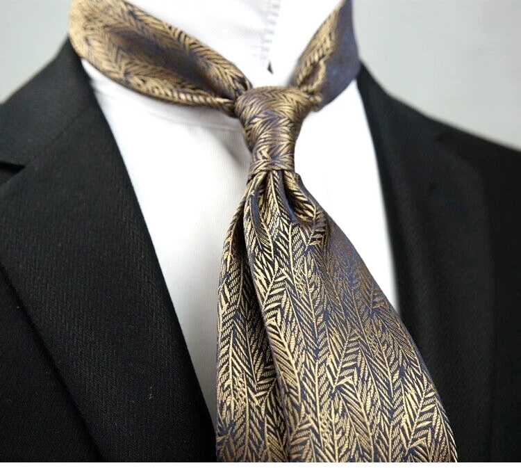 New Classic Striped Brown JACQUARD WOVEN 100% Silk Men's Necktie Tie - Image 1 of 1