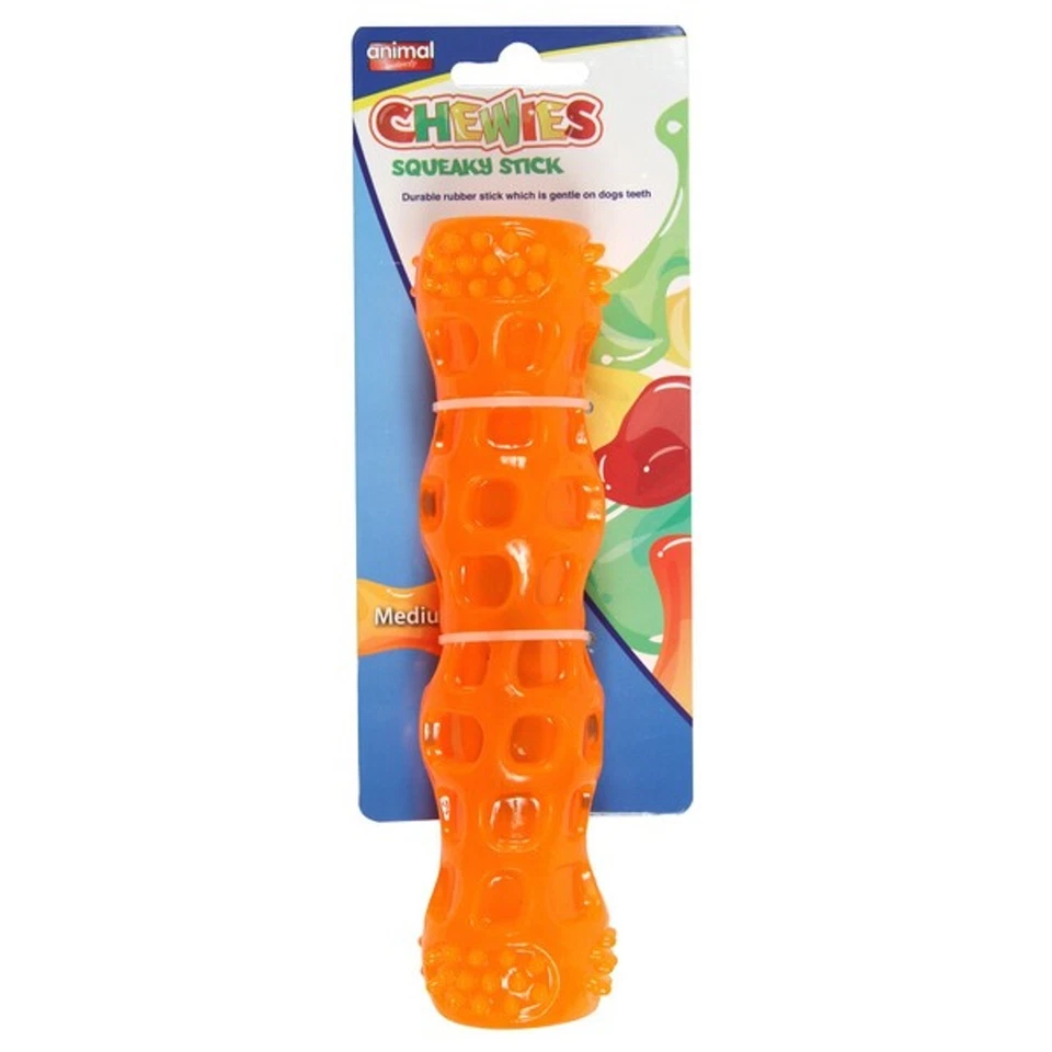 Animal Instincts Chewies Squeaky Stick 18cm Dog Chew Rubber Toy Interactive Game - Image 1 of 1