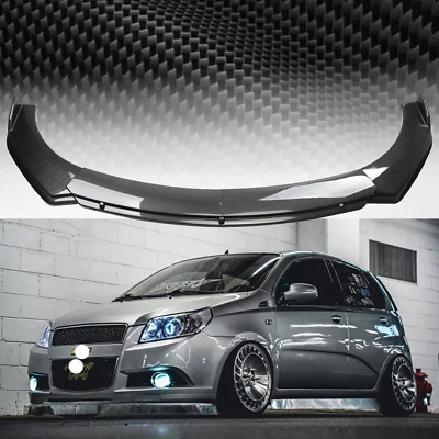 Carbon Fiber Front Bumper Lip Spoiler Splitter Kit For Chevrolet Aveo Foto 1 de 4