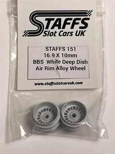Staffs Slot Cars BBS Style Deep Dish Air Alloy Wheels White 16.9x10mm STAFFS151 - Picture 1 of 3