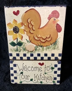 Vintage Handmade Wooden Welcome To Our Kitchen Sign 1980s - Picture 1 of 2