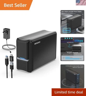 Dual Bay Hard Drive Enclosure, 3.5" SATA HDDs, RAID 0/1/JBOD - Image 1 of 4