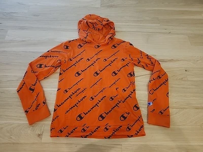 Camiseta con Capucha Champion Boys Script Manga Larga Estampado Naranja/Negro Talla XL Usada en Excelente Condición Foto 1 de 4